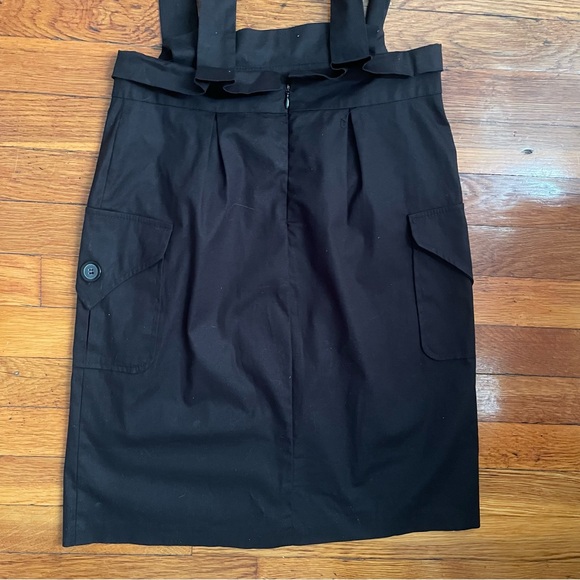 Cargo Pocket Black Pencil Skirt Suspenders Jumper size small/6 buttons academia - Picture 9 of 9